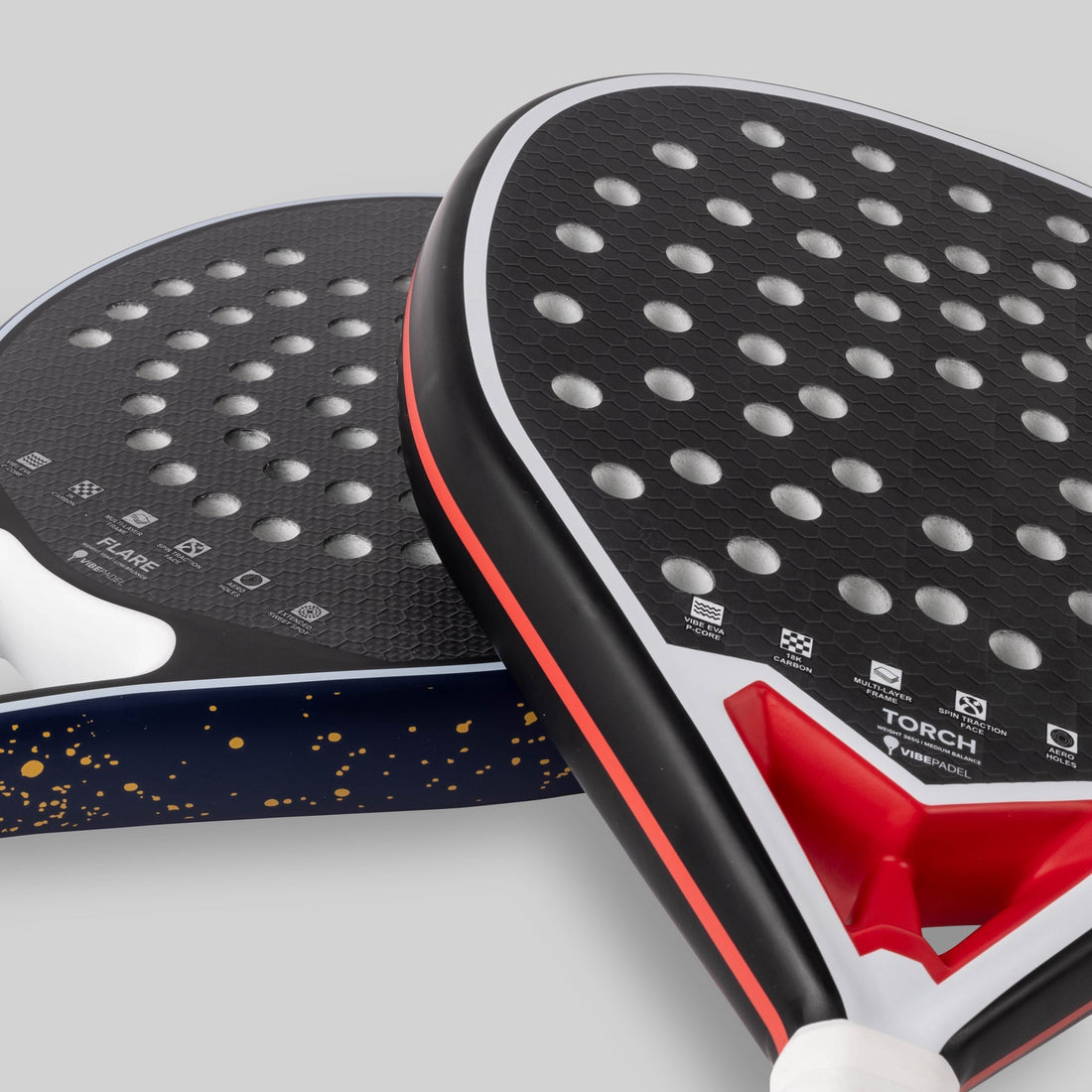 VIBEPADEL Spark, Torch and Flare padel rackets